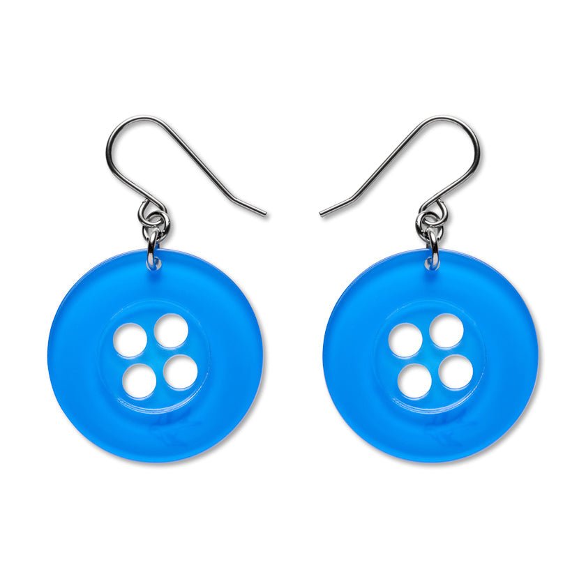 Button Drop Earrings - Blue Earrings La Vie Bien Button Drop Earrings - Blue