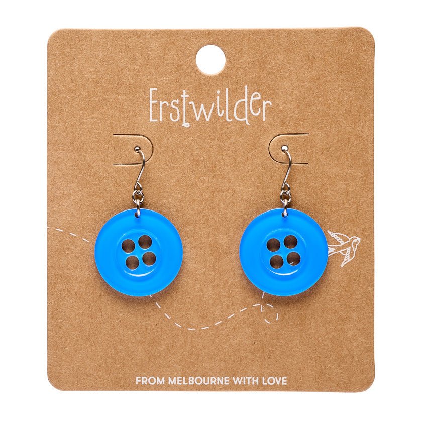 Button Drop Earrings - Blue Earrings La Vie Bien Button Drop Earrings - Blue