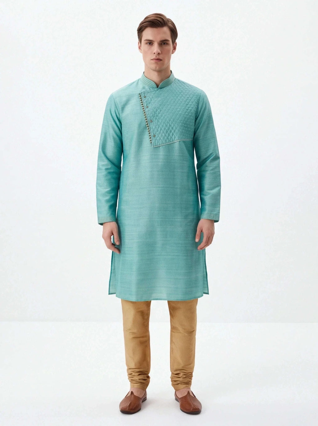 2070 - Silk kurta for men with gold pant