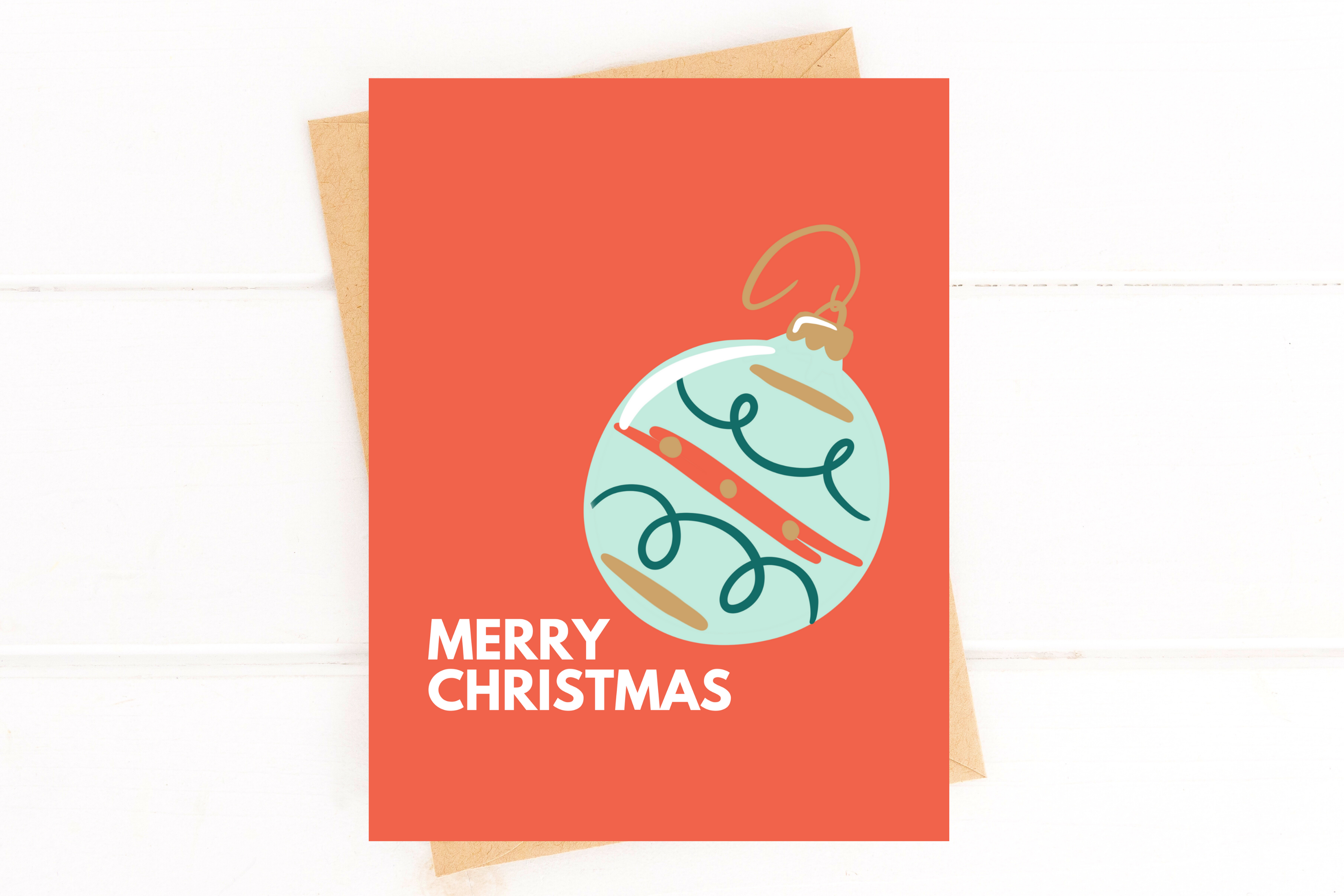 Merry Christmas Ornament Simple Christmas Card