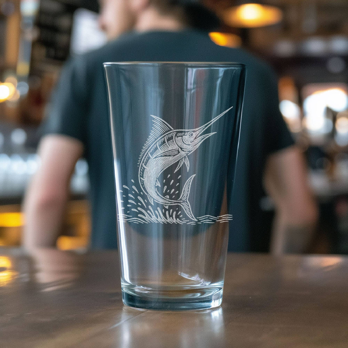 Marlin Etched Old-Fashioned Glass - 12 oz