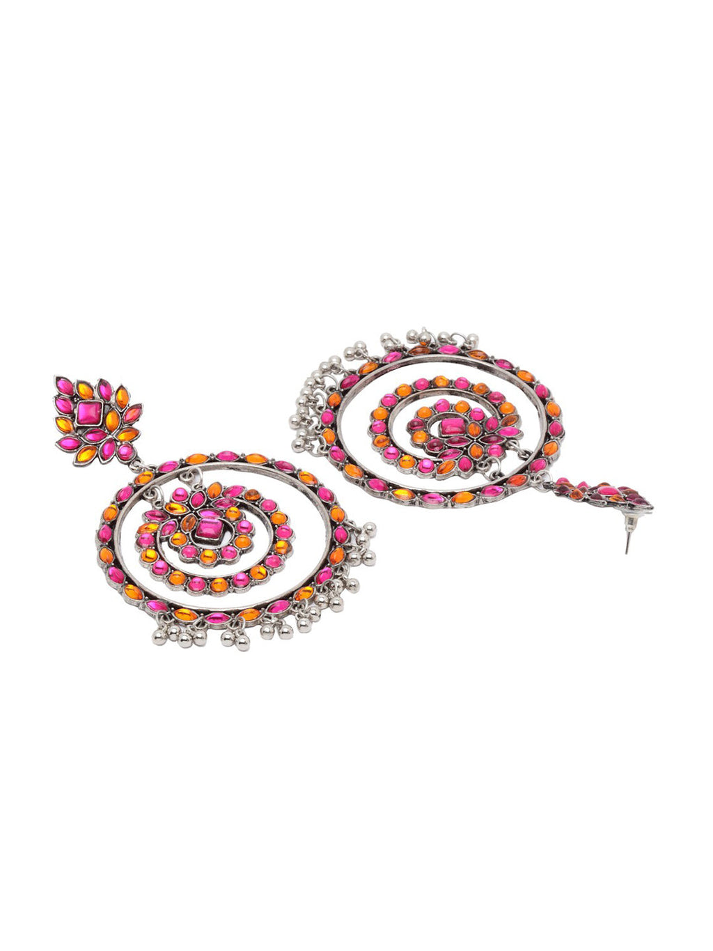 Shining Diva Multicoloured Oxidised Contemporary Drop Earrings