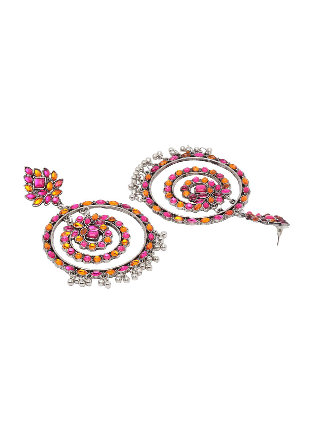 Shining Diva Multicoloured Oxidised Contemporary Drop Earrings