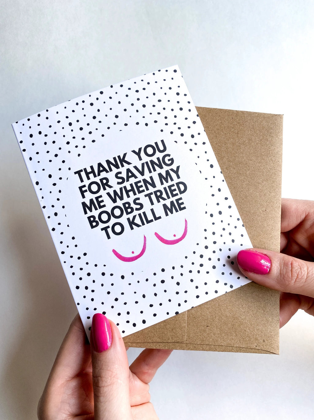Funny Breast Cancer Doctor Thank You Card – Oncologist Appreciation Greeting Card by Five Dot Post