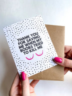 Funny Breast Cancer Doctor Thank You Card – Oncologist Appreciation Greeting Card by Five Dot Post