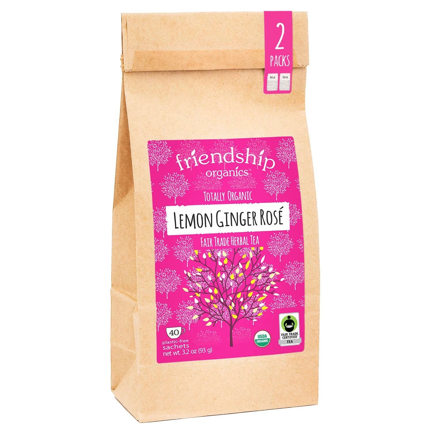 Lemon Ginger Rosé Herbal Tea by Ethical Trade Co