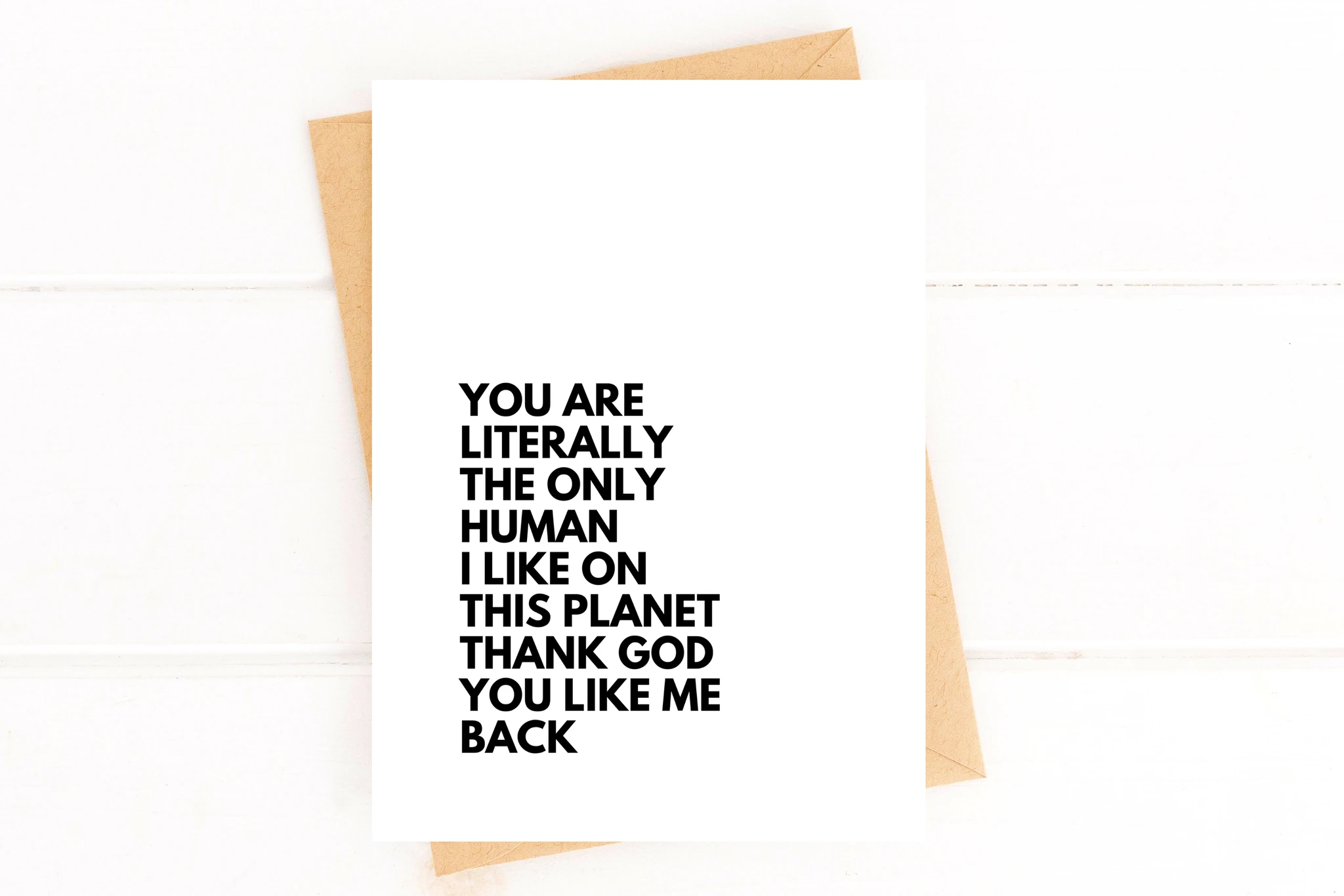 You Are the Only Human I Like Love You Card for Anniversary by Five Dot Post