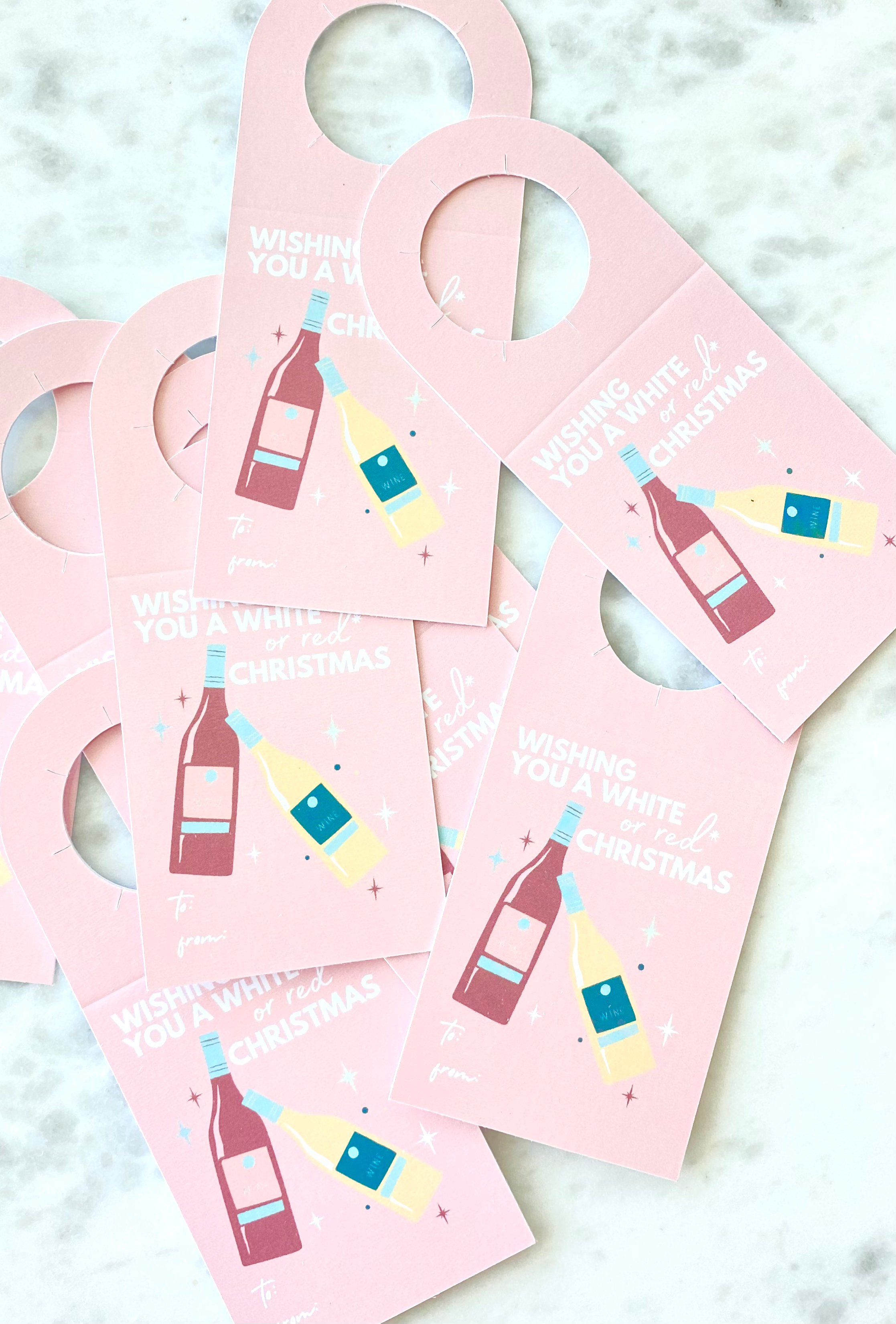 White or Red Holiday Wine Bottle Gift Tag