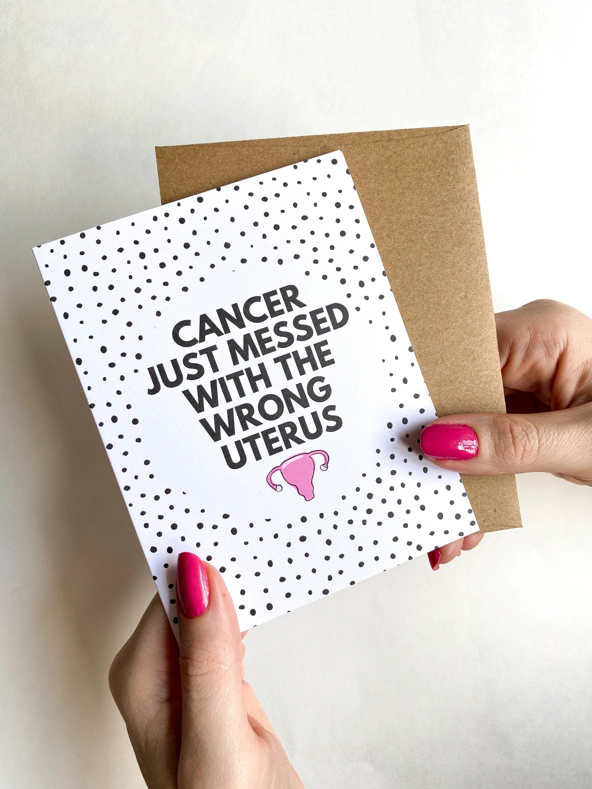 Messed With the Wrong Uterus Funny Cancer Get Well Card by Five Dot Post
