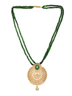 Saraf RS Jewellery Gold-Polished Polki Studded With Beads Handcrafted Jewellery Set