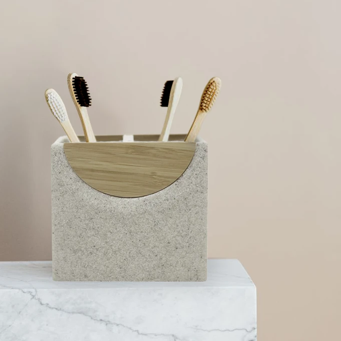 Archer Resin and Wood Toothbrush Holder by Source by Studio Skara