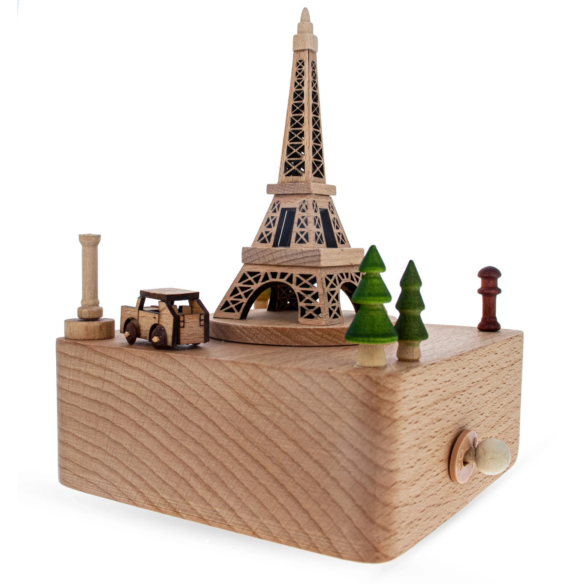 Eiffel Tower, Paris, France Wooden Musical Figurine with Moving Car by BestPysanky
