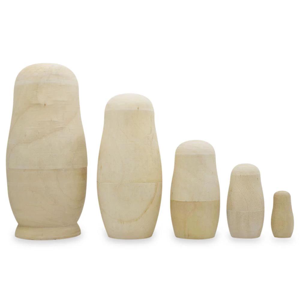 Set of 5 Unfinished Wooden Nesting Dolls DIY Craft Blanks for Painting 6 Inches by BestPysanky