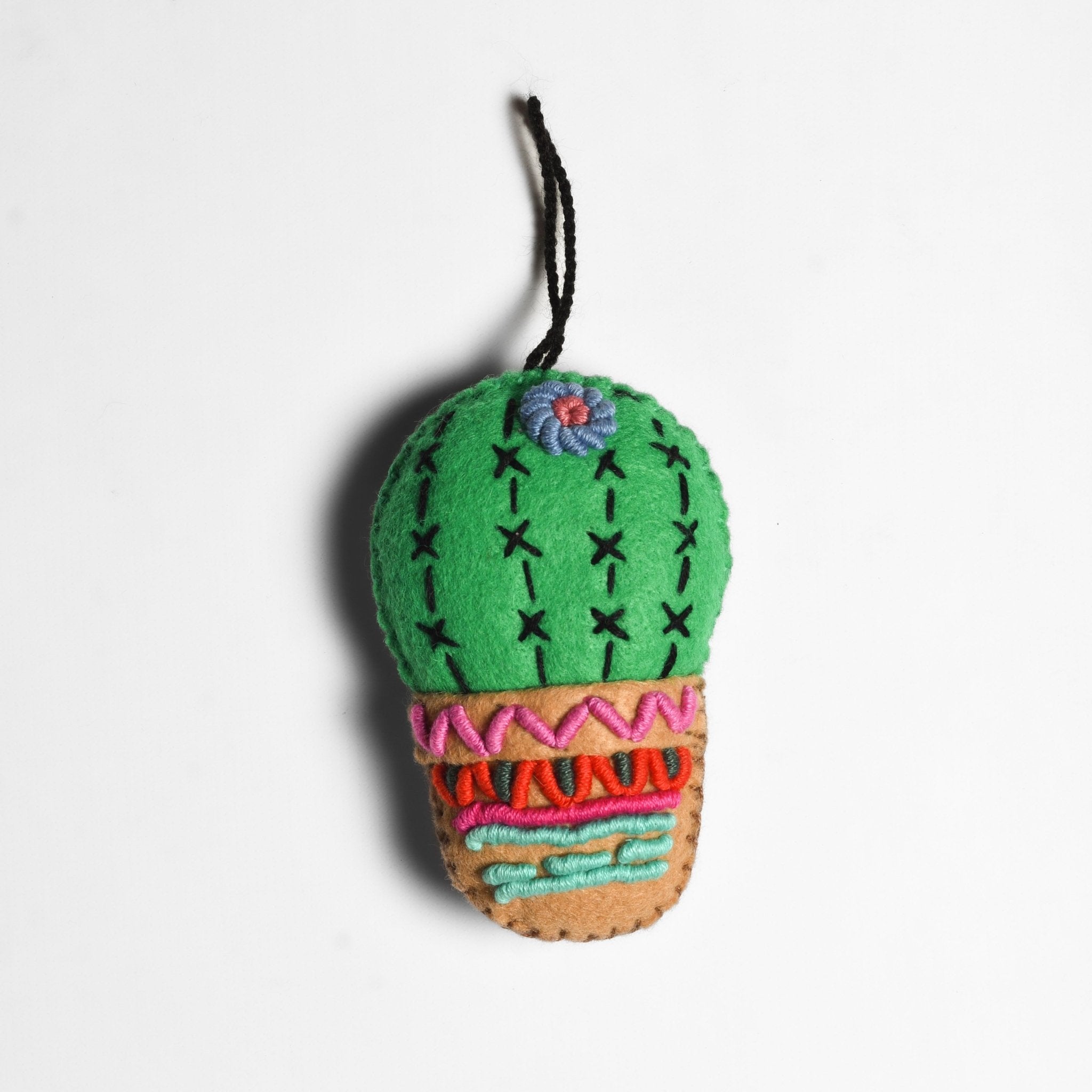 Cactus Embroidered Felted Ornament - Mexico Decor La Vie Bien Cactus Embroidered Felted Ornament - Mexico