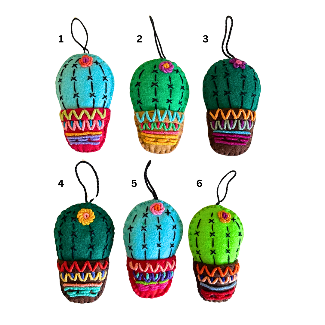 Cactus Embroidered Felted Ornament - Mexico Decor La Vie Bien Cactus Embroidered Felted Ornament - Mexico