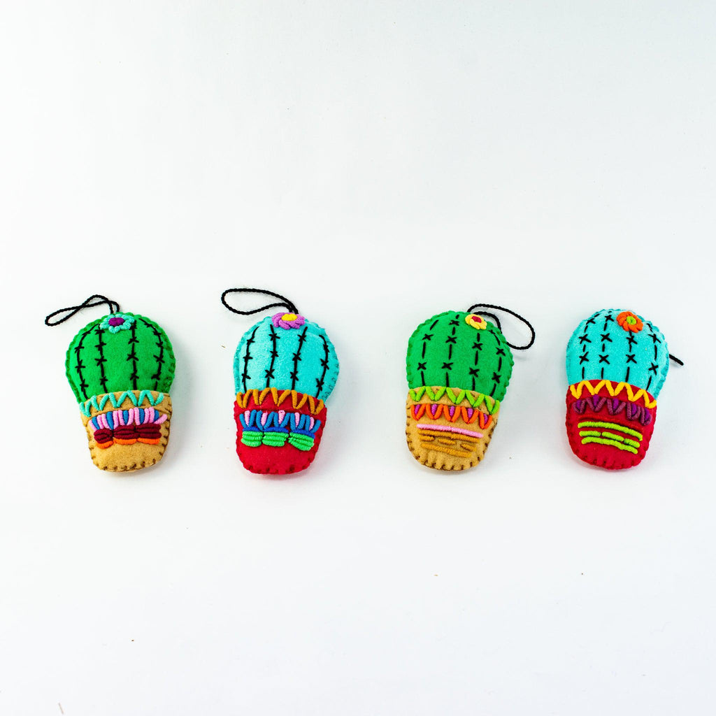 Cactus Embroidered Felted Ornament - Mexico Decor La Vie Bien Cactus Embroidered Felted Ornament - Mexico