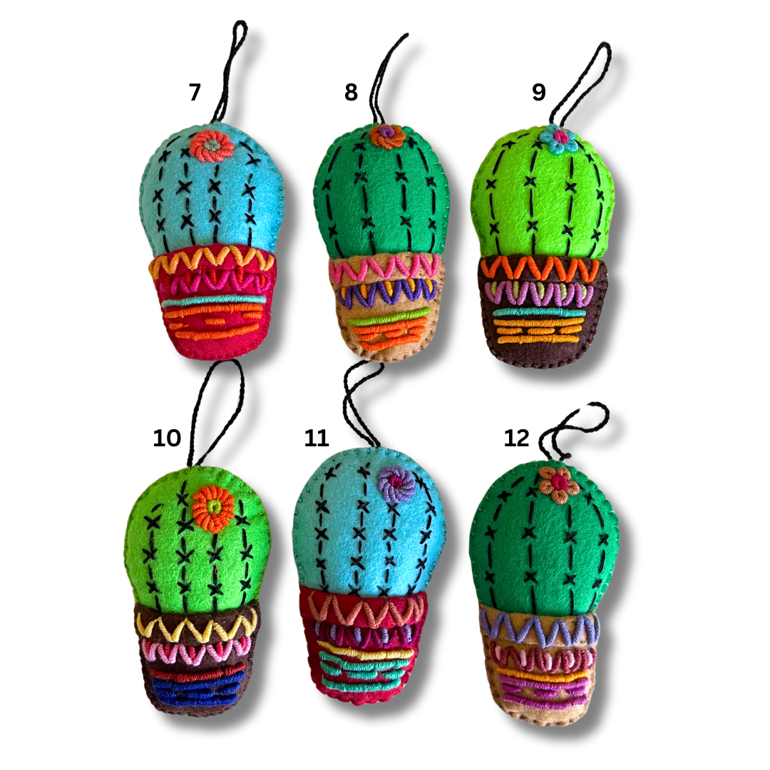 Cactus Embroidered Felted Ornament - Mexico Decor La Vie Bien Cactus Embroidered Felted Ornament - Mexico