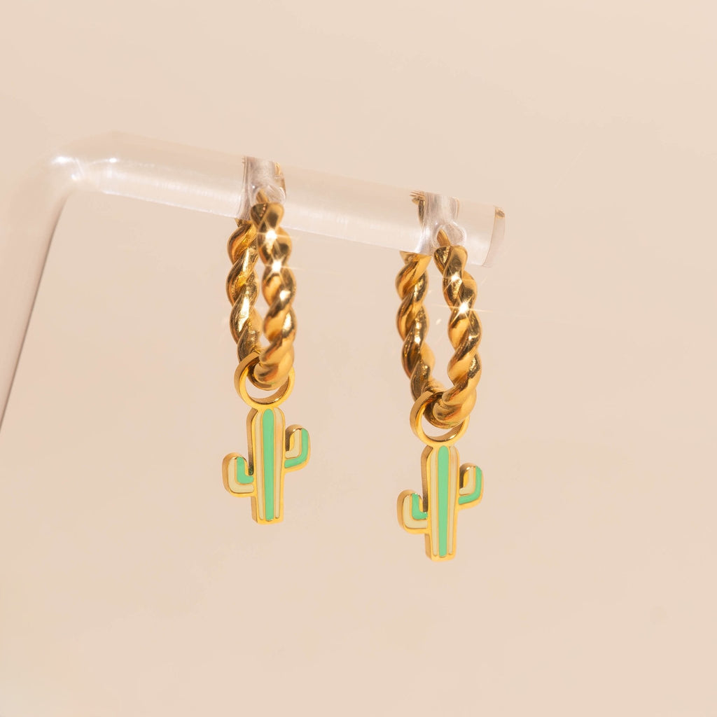 Cactus Huggie Hoop Charms La Vie Bien Cactus Huggie Hoop Charms