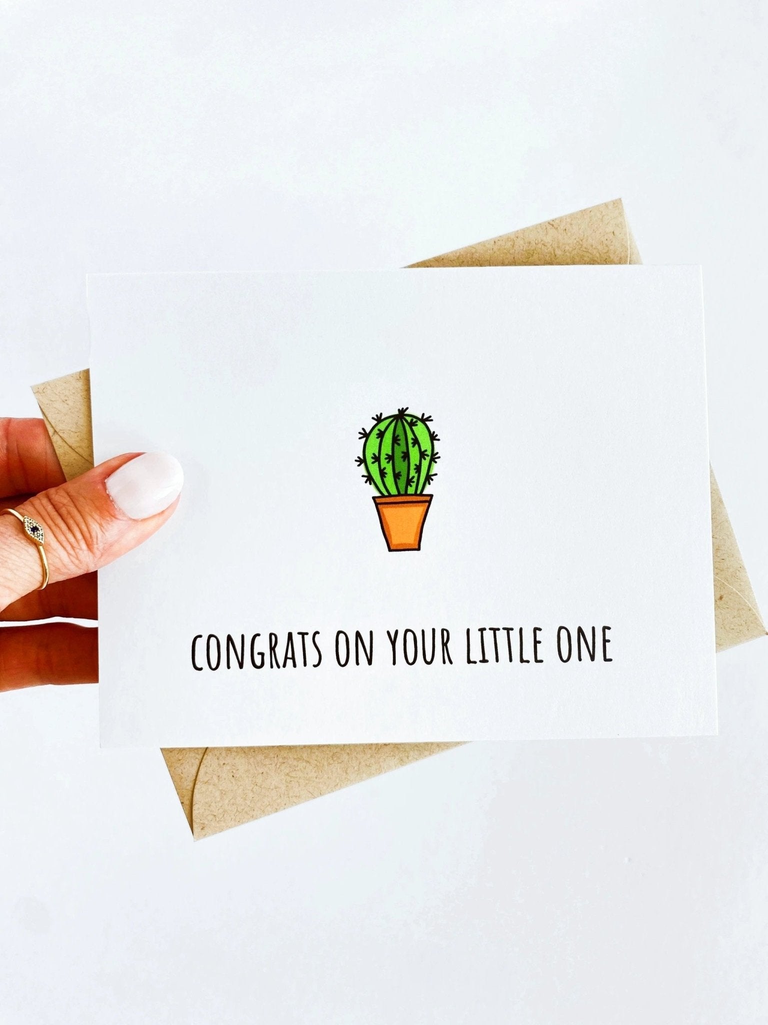 Cactus New Baby Card, Cute Cactus Card, First Baby Congrats Pregnancy Card by Five Dot Post