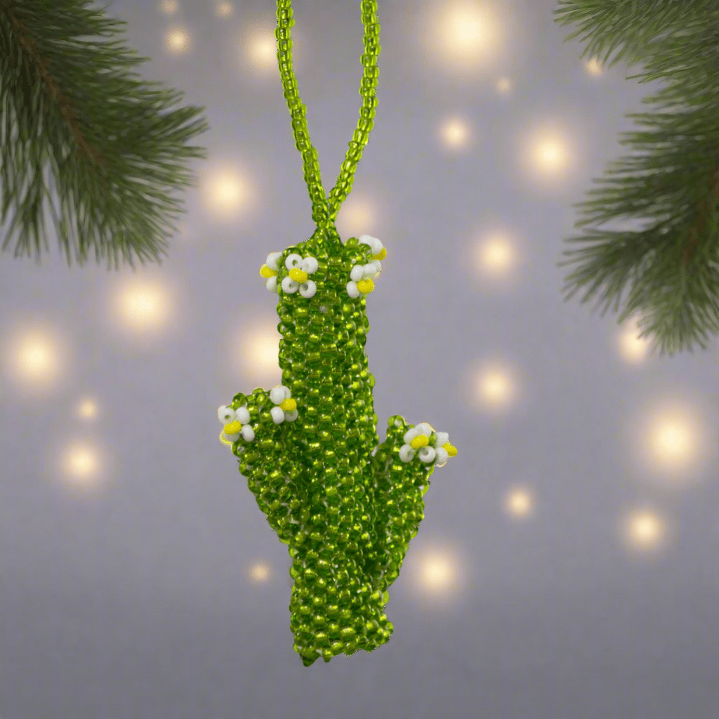 Cactus Seed Bead Artisan Made Ornament - Guatemala Decor La Vie Bien Cactus Seed Bead Artisan Made Ornament - Guatemala