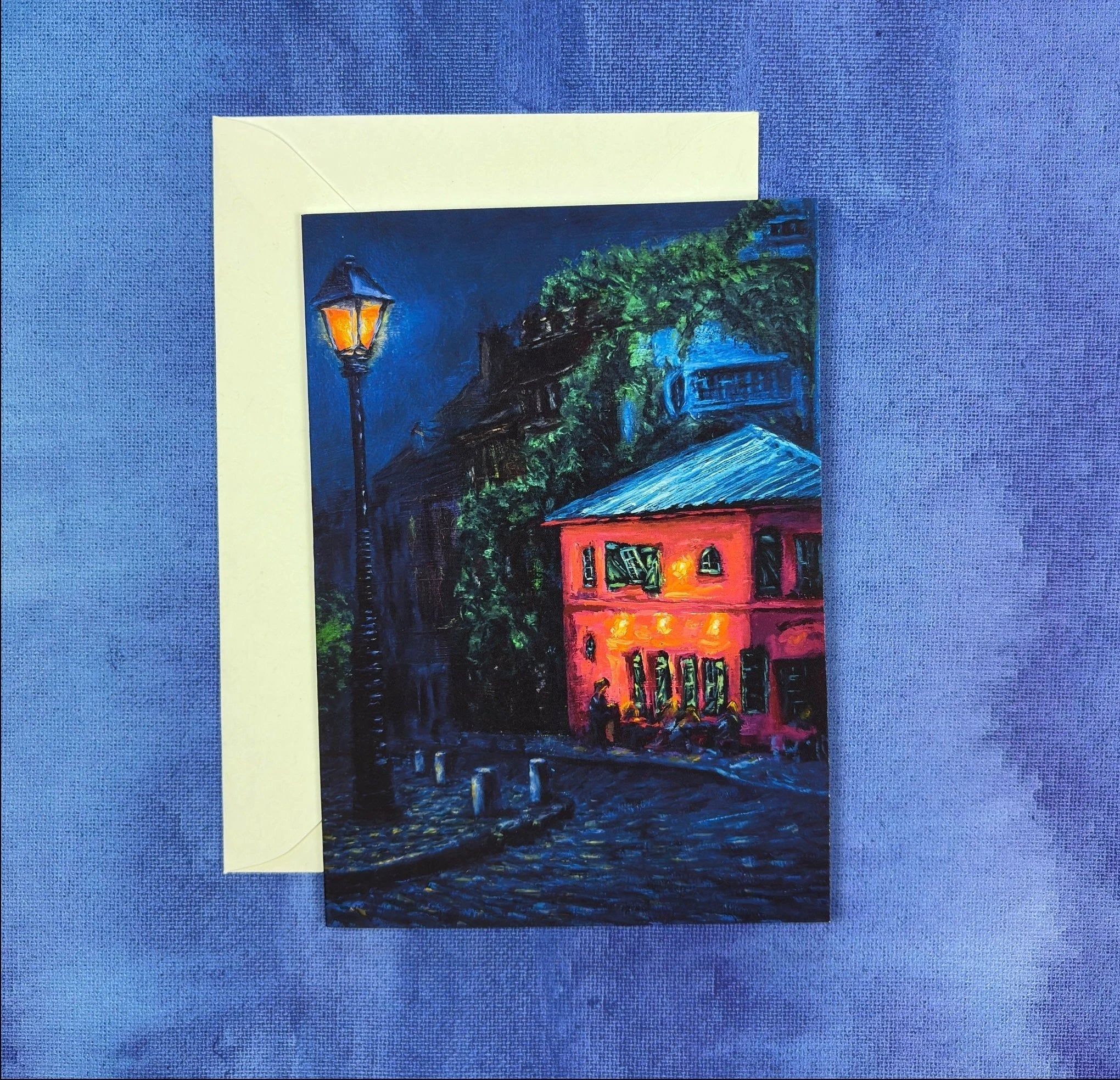 Cafe After Dark- Greeting Card by Tiffany Bates Art