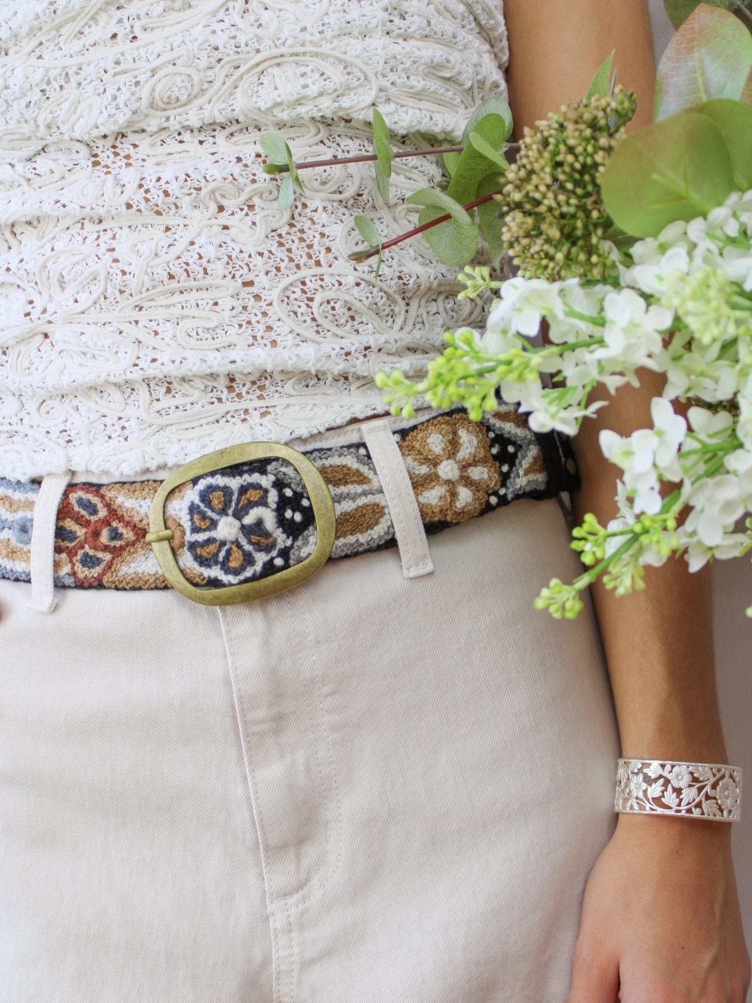 Café Embroidered Belt by Ash & Rose