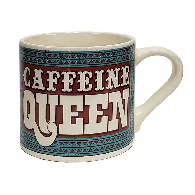 Caffeine Queen Ceramic Mug | Vintage Style | Design on Both Sides | In a Gift Box by The Bullish Store