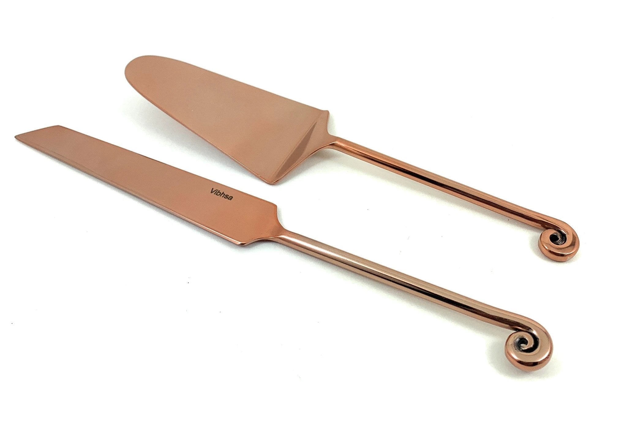 Cake Cutting Serving Set with Forks (Copper Finish, Treble Note) by Vibhsa