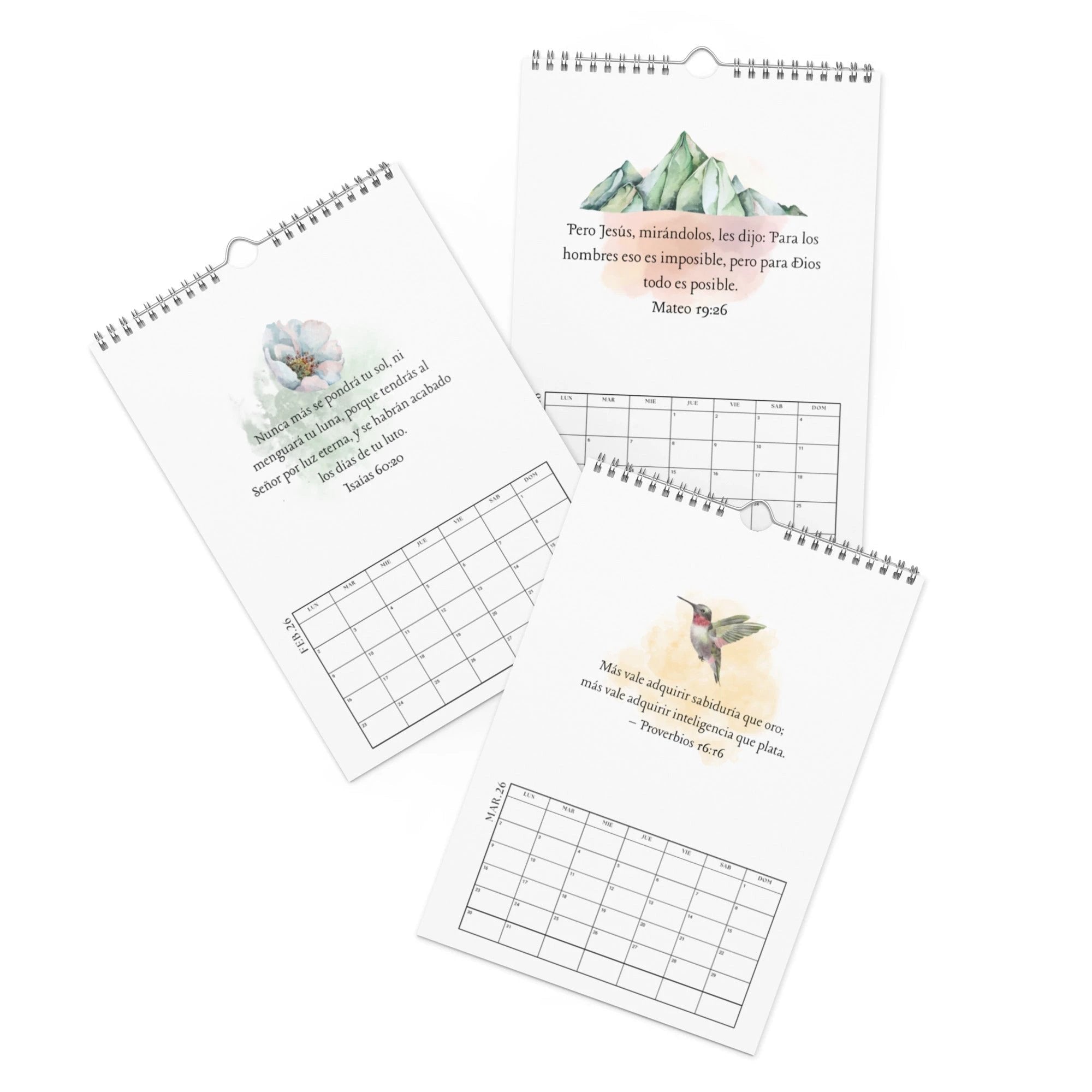 Calendario versículos de la Biblia - Wall calendar (2026) Spanish/Espanol by La Vie Bien