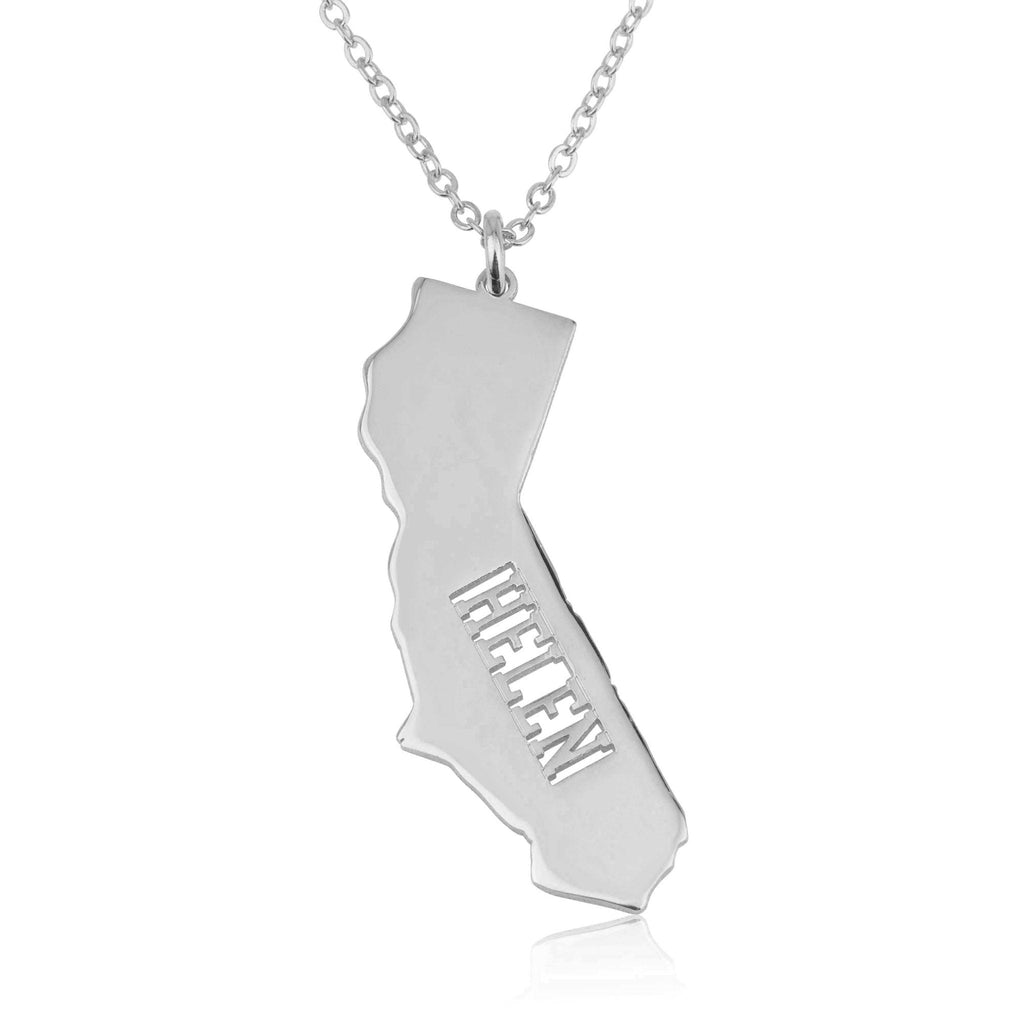 California Map Necklace With Name La Vie Bien California Map Necklace With Name