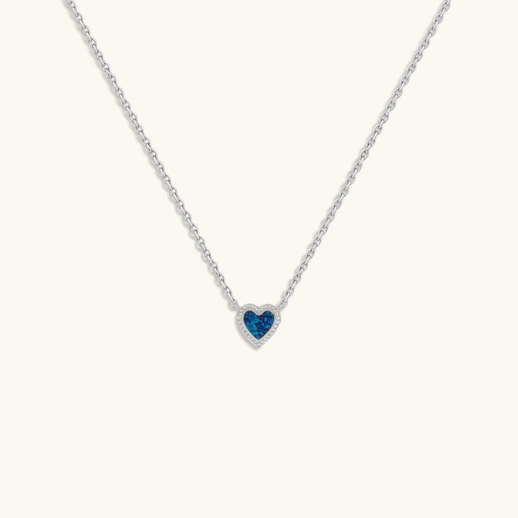 Calming Energy Lab Blue Opal Heart Silver Necklace by Karma and Luck