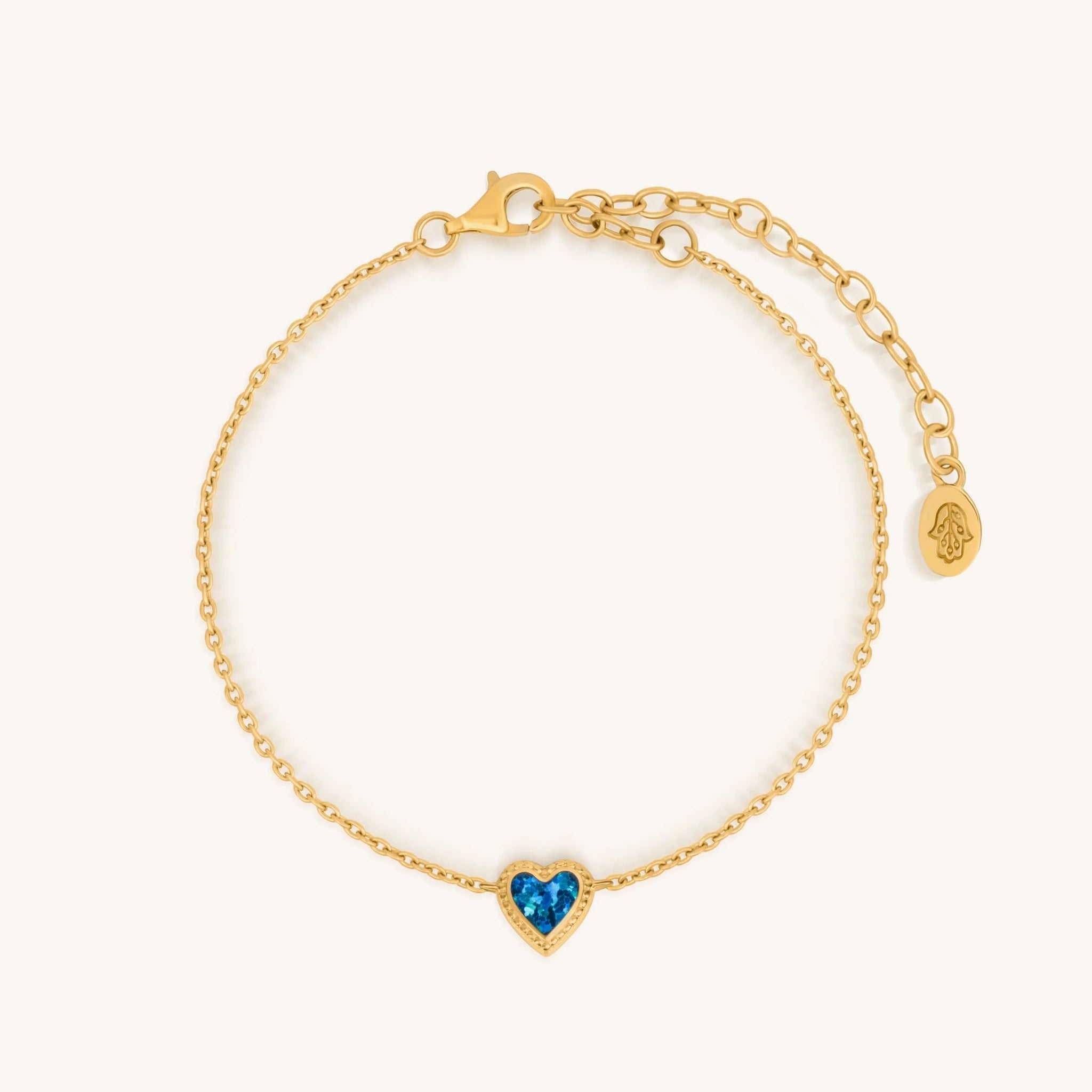Calming Vibrations Lab Blue Opal Heart Gold Bracelet Bracelets - Womens La Vie Bien Calming Vibrations Lab Blue Opal Heart Gold Bracelet