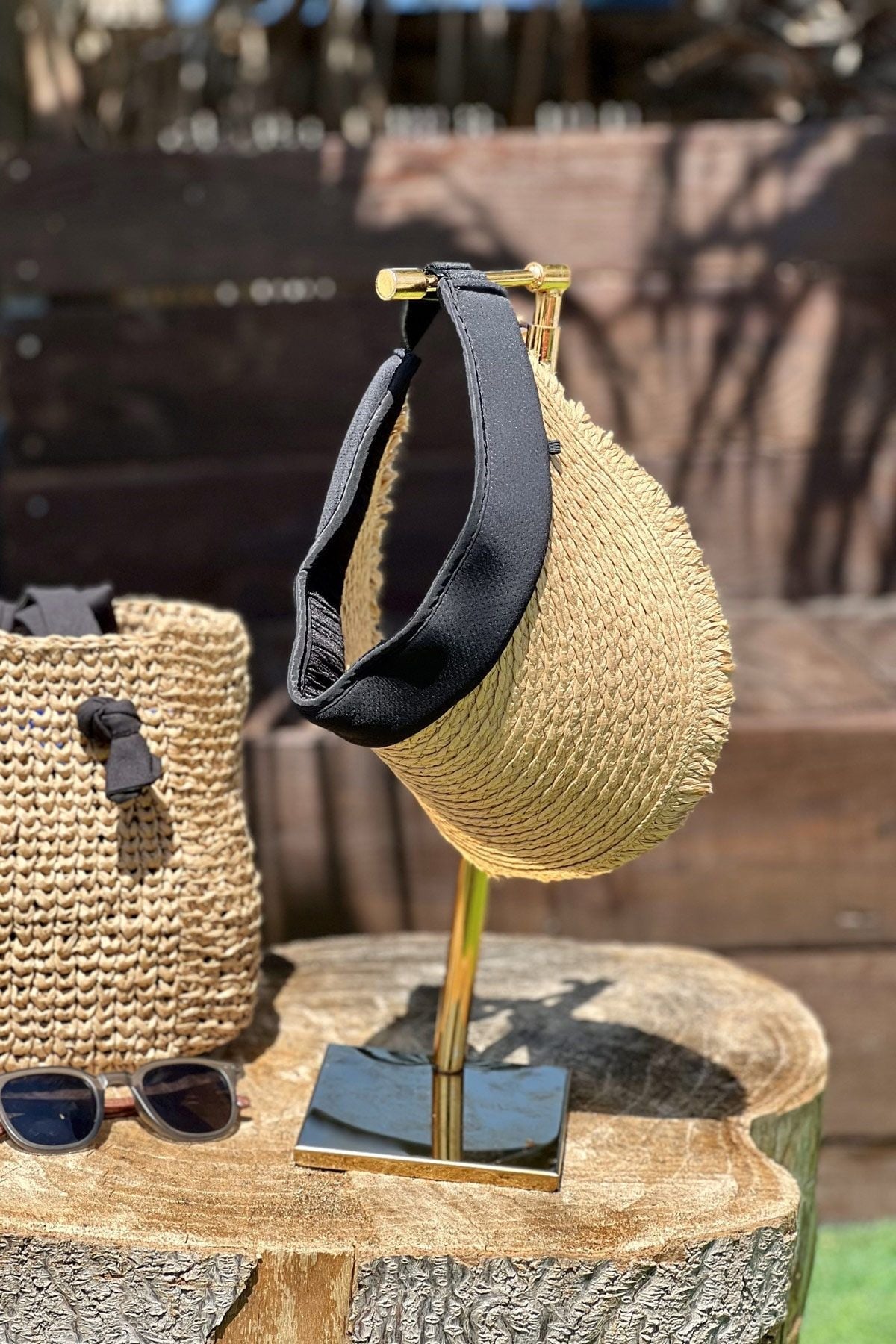 Camel Straw Visor Hat 14634 Hasır Şapka La Vie Bien Camel Straw Visor Hat 14634