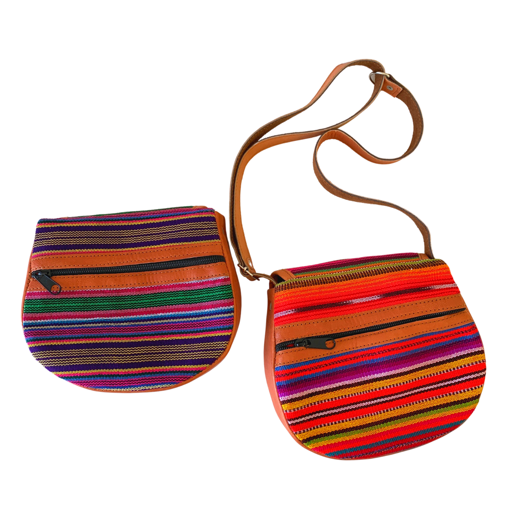 Camila Leather Huipil Crossover Purse - Guatemala Bags La Vie Bien Camila Leather Huipil Crossover Purse - Guatemala