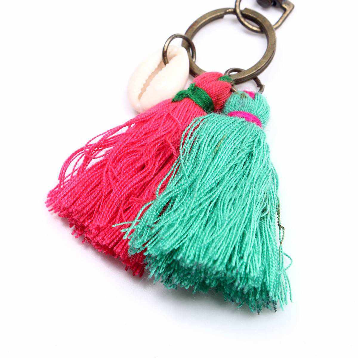 Campana Shell Tassel Zipper Pull | Handmade Keychain from Thailand Zipper Pulls La Vie Bien Campana Shell Tassel Zipper Pull | Handmade Keychain from Thailand