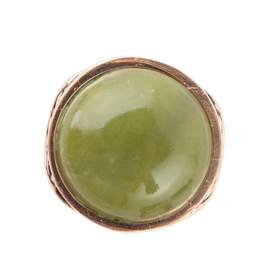 Green Canadian Jade Golden Statement Ring by Barse Jewelry