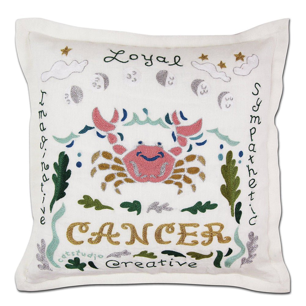 Cancer Astrology Hand - Embroidered Pillow by Cat Studio Pillows La Vie Bien Cancer Astrology Hand - Embroidered Pillow by Cat Studio