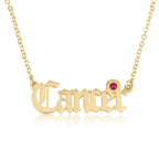 Cancer Script Necklace With Swarovski Birthstone La Vie Bien Cancer Script Necklace With Swarovski Birthstone