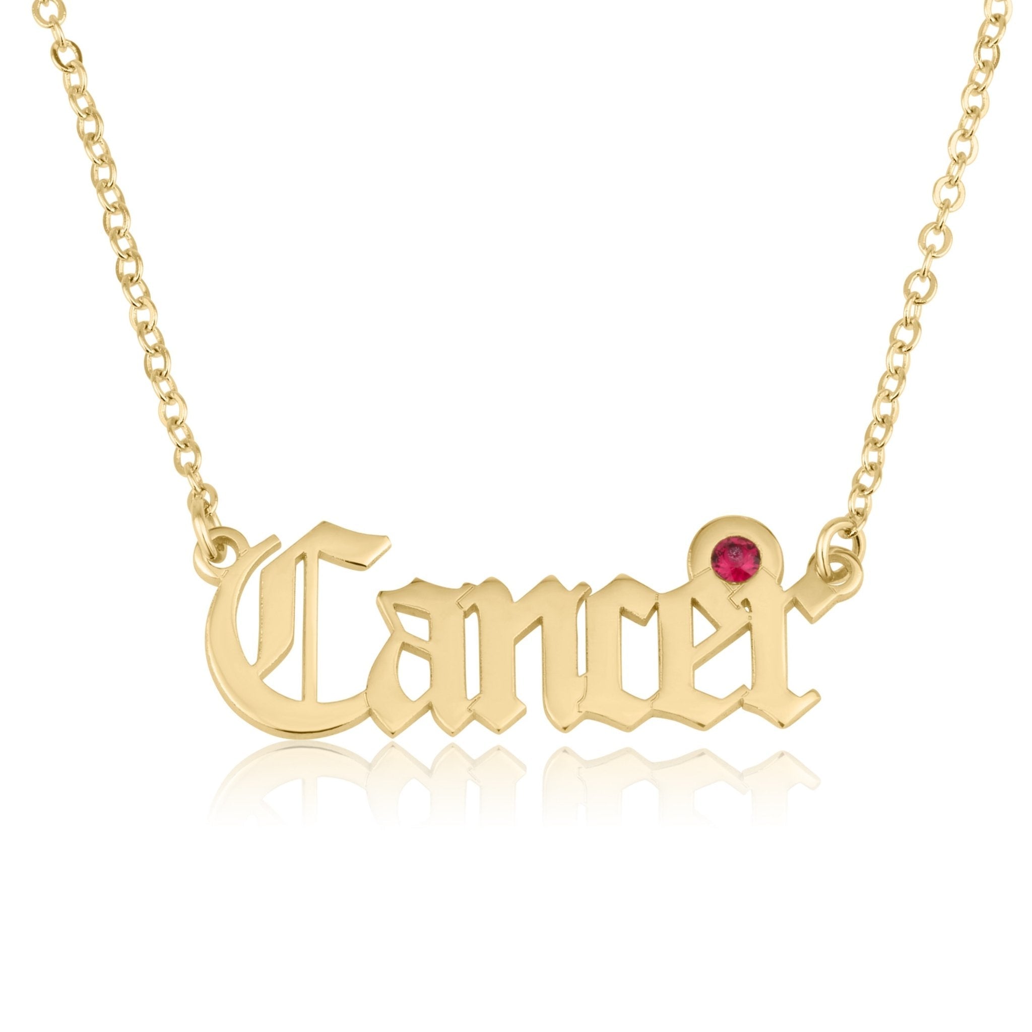 Cancer Script Necklace With Swarovski Birthstone La Vie Bien Cancer Script Necklace With Swarovski Birthstone