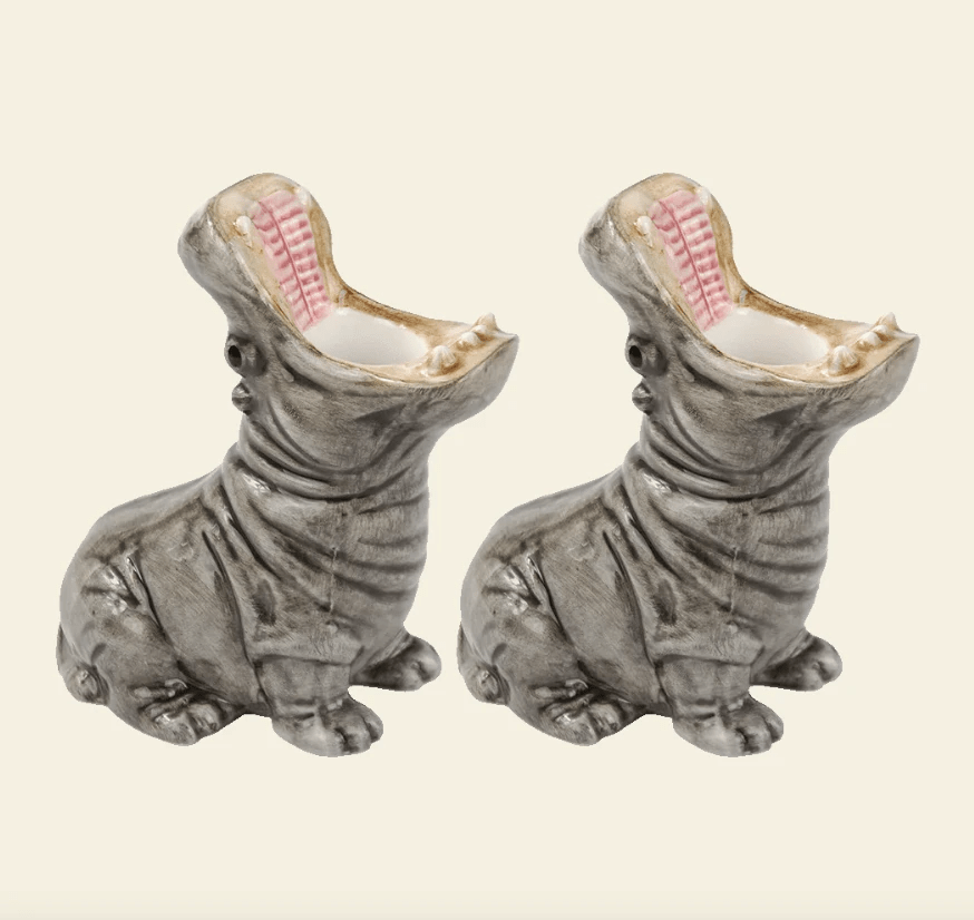 CANDLEHOLDER SET "HUNGRY HIPPOS" by Fragola
