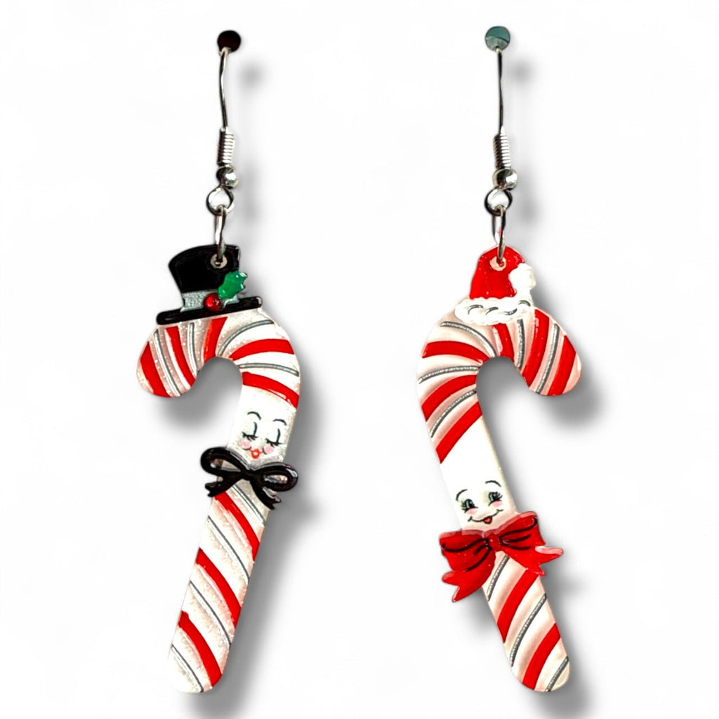 Candy Cane Couple Earrings by 50's Vintage Dame x Lipstick & Chrome Earrings La Vie Bien Candy Cane Couple Earrings by 50's Vintage Dame x Lipstick & Chrome