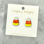 Candy Corn Earrings - Wood Stud Earrings