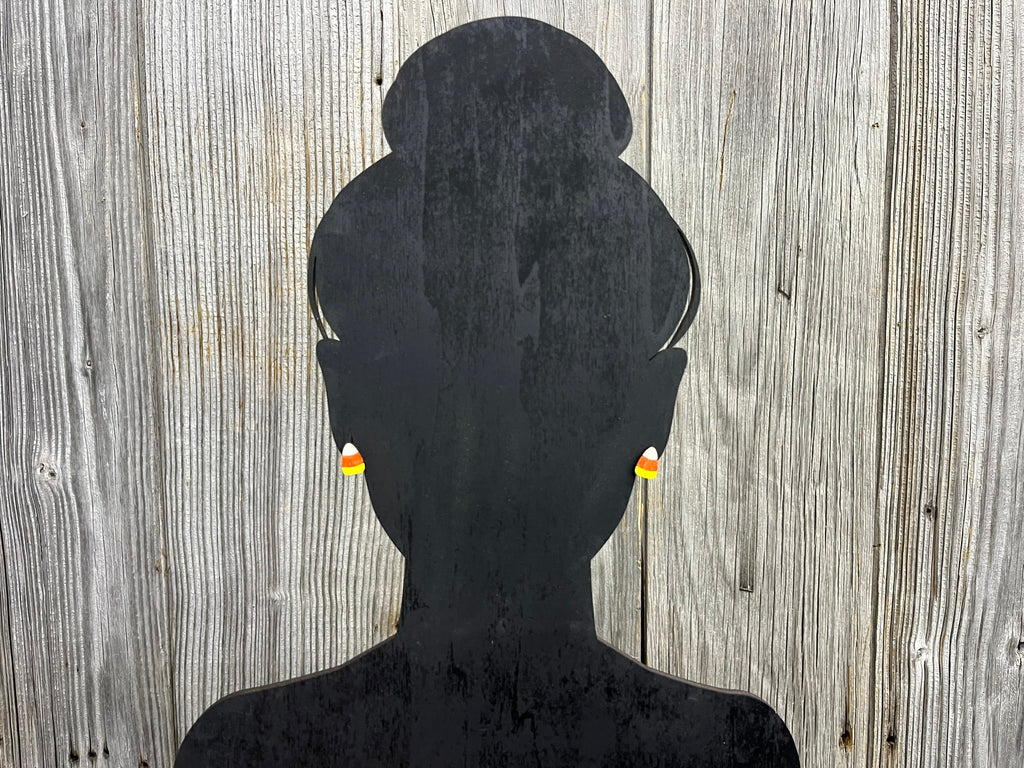 Candy Corn Earrings - Wood Stud Earrings