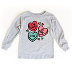 Candy Hearts Long Sleeve toddler and youth tee shirt, Valentine's Day collection by Benny and Ray Apparel