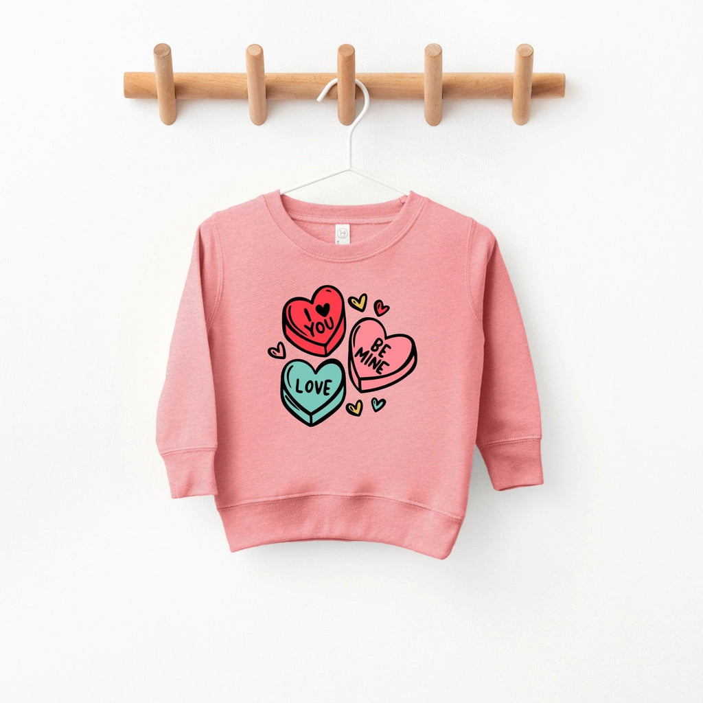 Candy Hearts toddler and youth Sweatshirt, Valentine's Day collection by Benny and Ray Apparel
