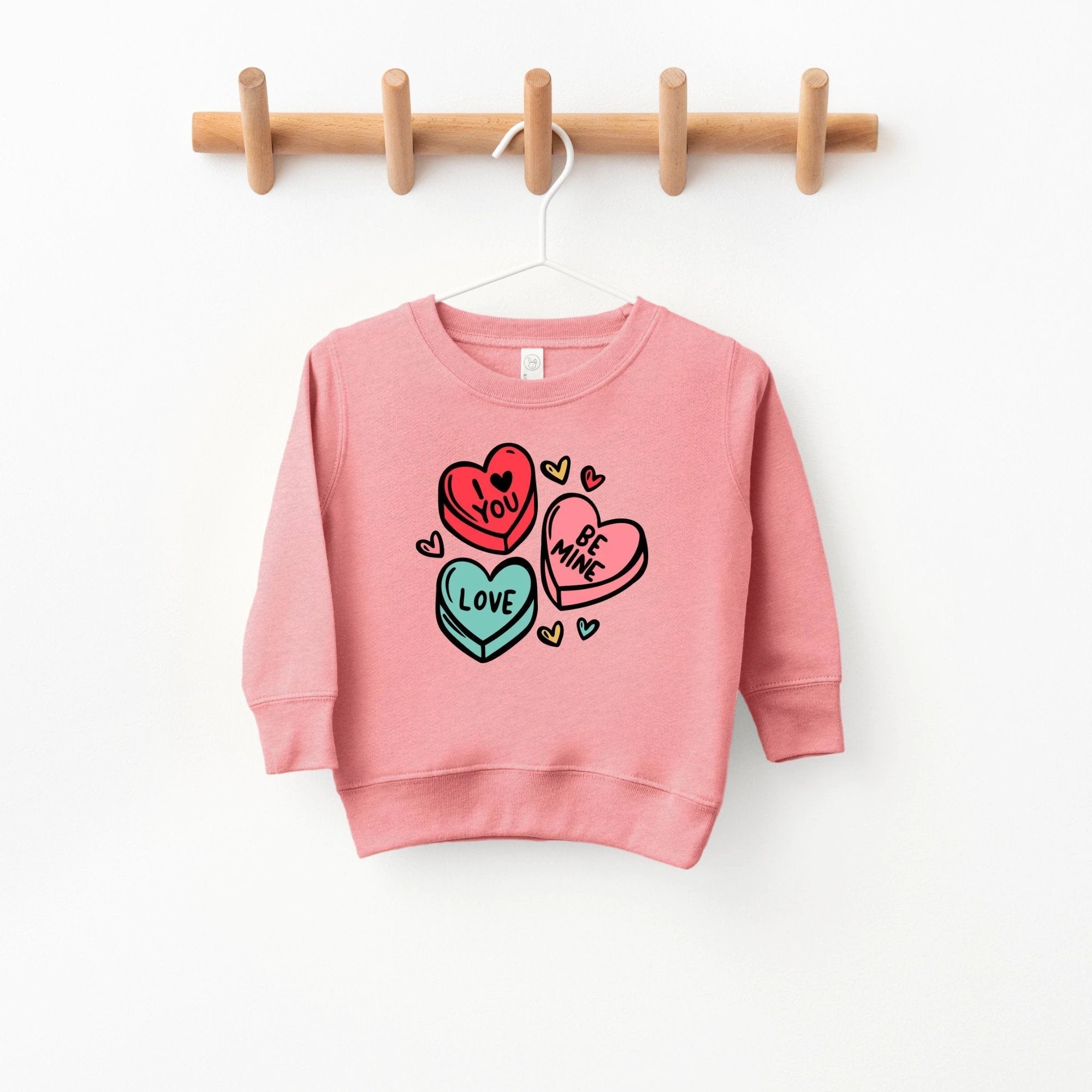 Candy Hearts toddler and youth Sweatshirt, Valentine's Day collection by Benny and Ray Apparel