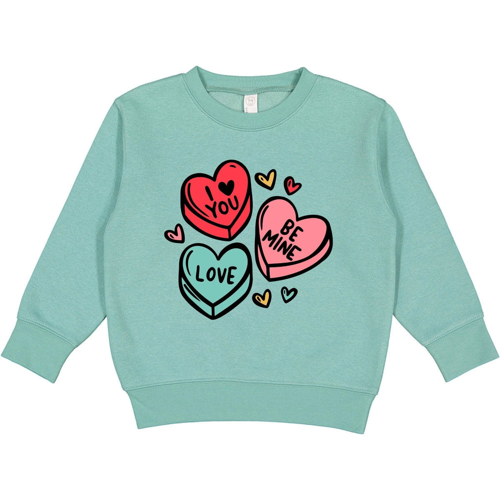 Candy Hearts toddler and youth Sweatshirt, Valentine's Day collection by Benny and Ray Apparel