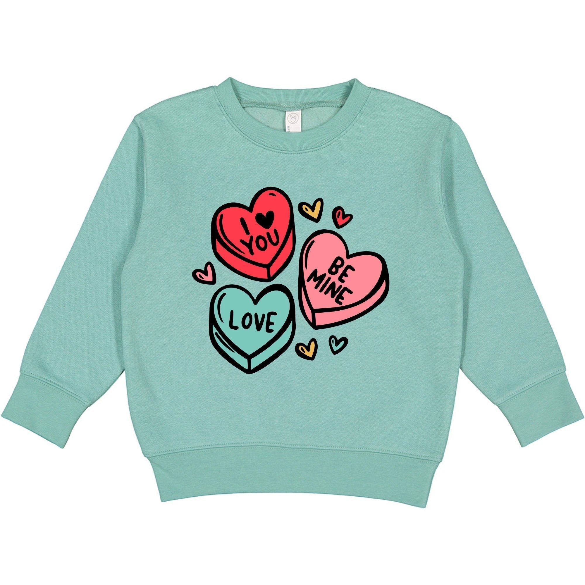 Candy Hearts toddler and youth Sweatshirt, Valentine's Day collection by Benny and Ray Apparel