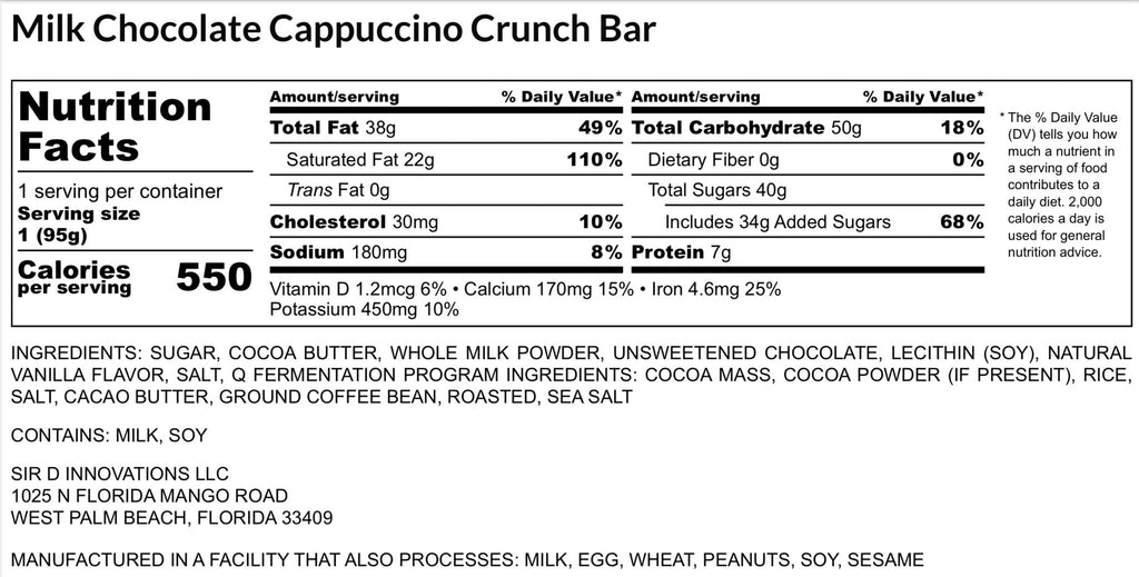 Cappuccino Crunch Chocolate Bar by Partager