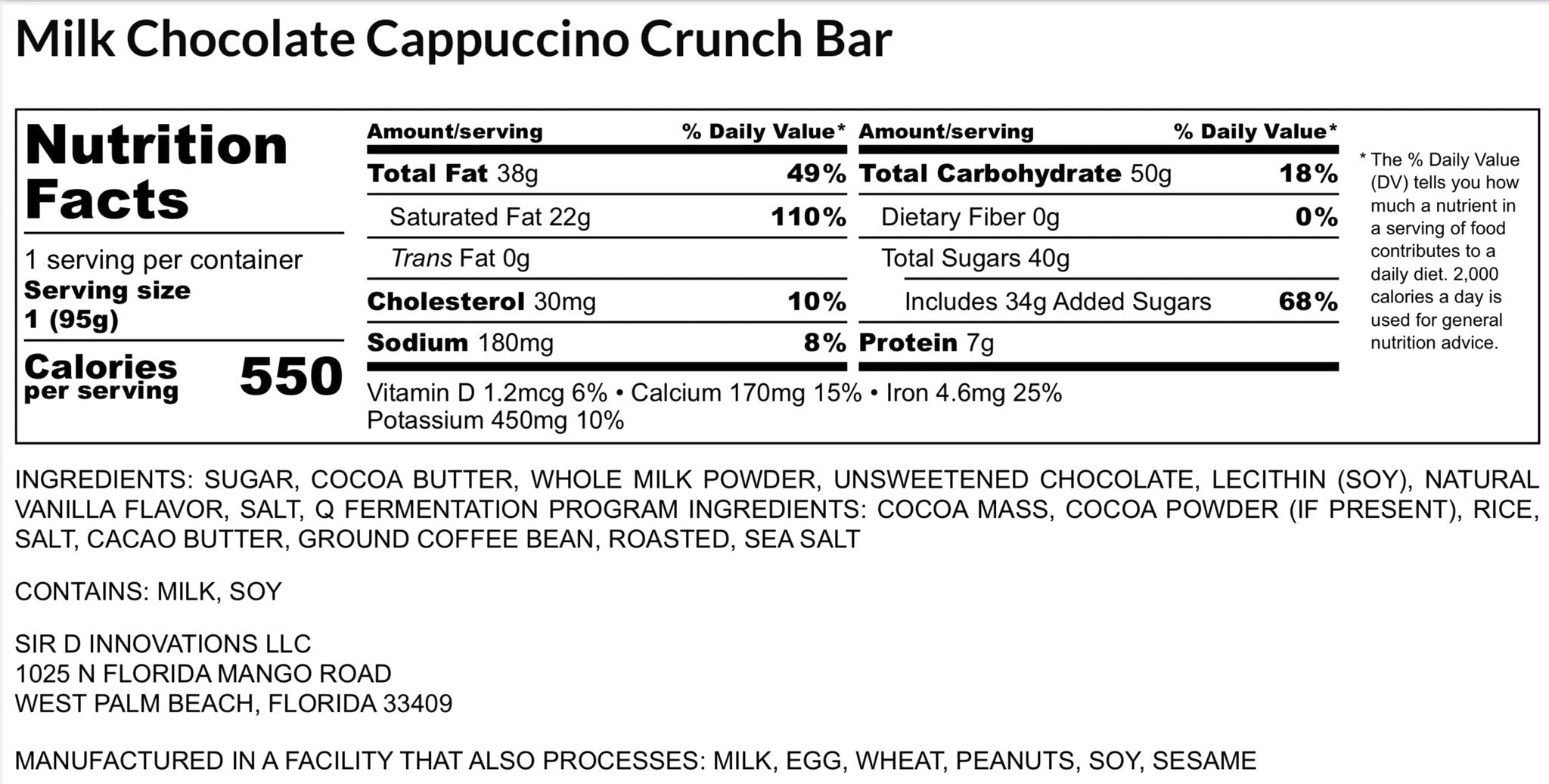 Cappuccino Crunch Chocolate Bar by Partager
